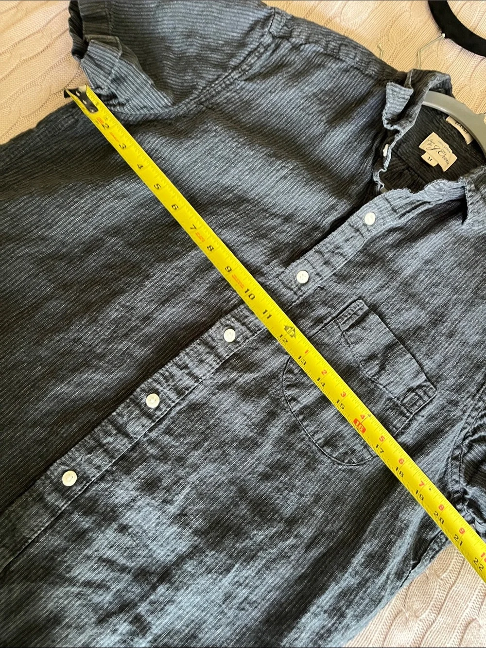 J.Crew 100% Linen Short Sleeve Button Up Shirt Men’s Medium Blue Classic Fit
